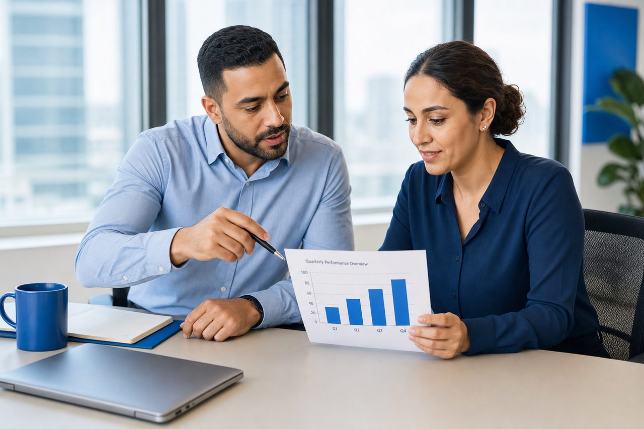 Consultant BIMCOT et cliente analysant ensemble des indicateurs de performance